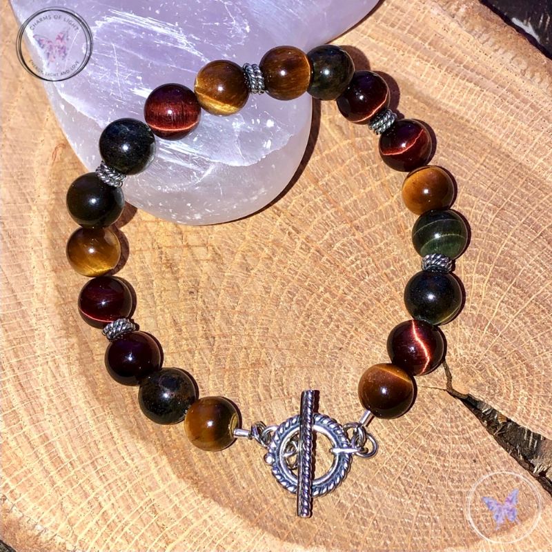 Red Blue Golden Tiger Eye Bracelet